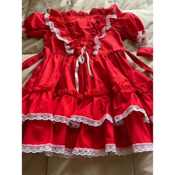 5T Kandy Ann Vintage Girls' Red Ruffle Party Christmas Dress - Picture 3 of 7